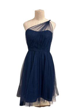 Alfred Angelo Royal Blue One Shoulder Tulle A-Line Dress Size 8 Formal Occasion